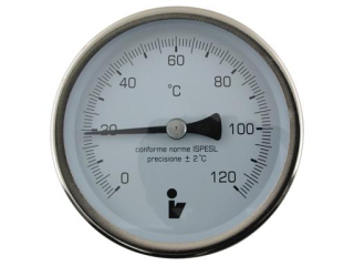 Teploměr bimetalový DN 63, 0-120°C, jímka 100mm, zadní připojení 1/2"
